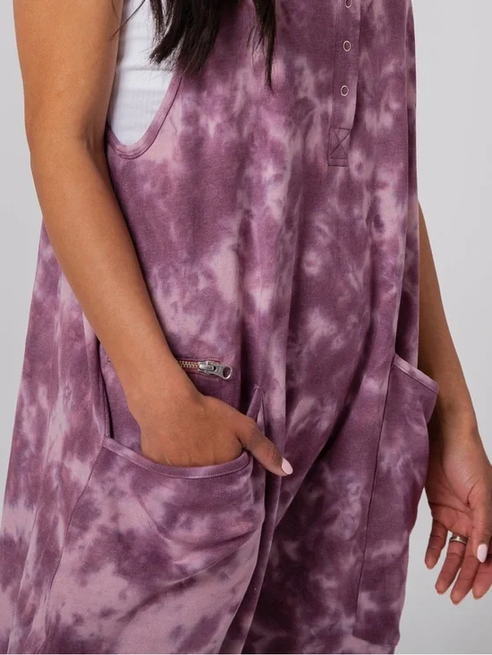 Rags Purple Tie Dye Women's Tank Romper Size Large - Picture 3 of 13